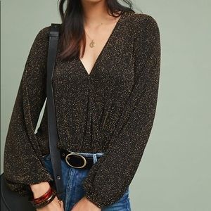 Anthropologie Black and Gold top